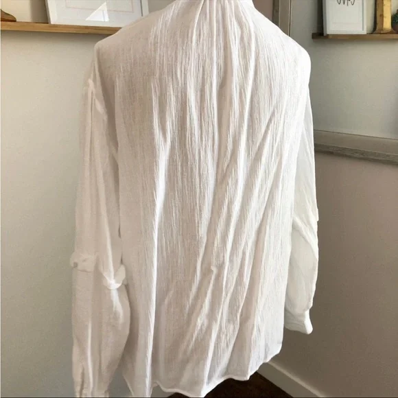 Vince White Crinkle Cotton Blouse - Picture 7 of 13